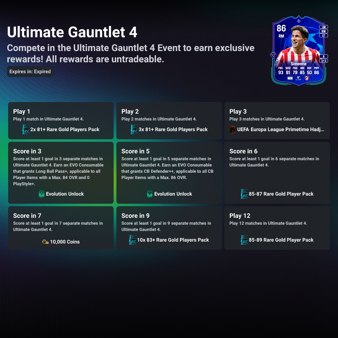 얼티밋 건틀릿 4 - 목표 | FC 26 | FUT Mind